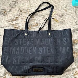 Steve Madden Black Embossed Logo Tote purse